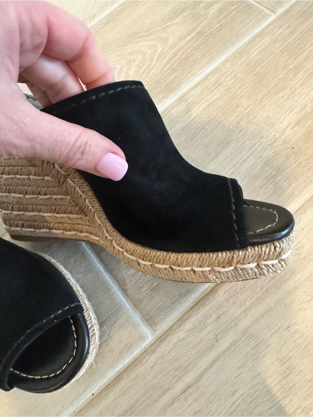 Prada Black Suede Espadrilles Wedges Mules with Braided Platform 39 - Picture 5 of 6
